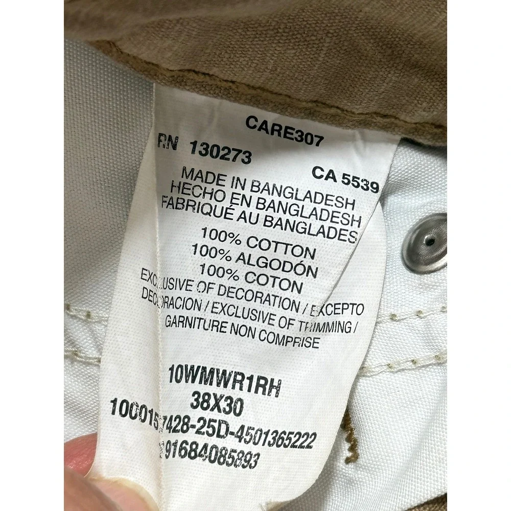 Wrangler Workwear Men's 38x30 Carpenter Cargo Pants Tan Canvas Workwear Utility